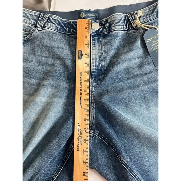 Democracy AB NEW jeans cropped cuffed elastic waist high-rise blue stretchy - Picture 4 of 8